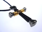 Black & Gold Horseshoe Nail Cross Necklace