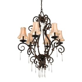 Kalco 3071FE Feldspar Palladium Crystal 6 Light Chandelier With Bavarian Crystal And Hand-Made Itali