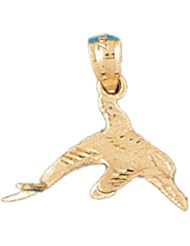 Dazzlers Solid 14 karats gold Dolphin Charm Pendant Available in three colors from jewelsberry (weights: 1.9 grams only)