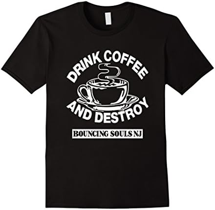Men's Drink Coffee And Destroy Bouncing Souls T- Shirt Large Black