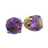 14K Yellow Gold 2.60 cttw. Amethyst Stud Earrings
