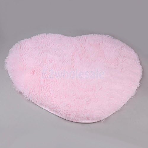 Soft Heart Design Fluffy Mat Rug Bedroom Faux Fur Carpet Floor Cover Decor Pink