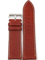 Waterproof Watch Band Geniune Leather Dark Red 20MM