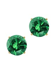 1.60 Ct Round Green SI1-SI2 Diamond 18K Yellow Gold Stud Earrings