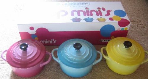 Le Creuset Pop Mini's - set of 3 petite casserole dish Pink, Blue, Yellow