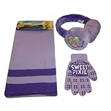 Disney Fairies Princess Tinkerbell Girl's Earmuff, Knit Scarf and Glove Set - 3 Piece Set (4-14)