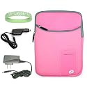 Pink Amazon Kindle DX 3 Pocket Vertical Carrying Sleeve + Rapid Kindle DX Car Charger + Kindle DX Wall Charger + Live*Laugh*Love Wrist Band!!! (Kindle DX Not Included)