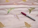 Fabric Faux Silk Satin Oriental Brocade Pale Pink CT06