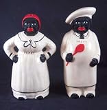 Large Antique Reproduction Salty + Peppy Salt + Pepper Shaker Set