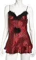 Cinema Etoile Women's Jaguar Print Babydoll And Thong Set With Marabou Trim
