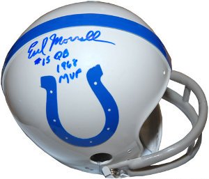 Earl Morrall signed Baltimore Colts 2bar Throwback Mini Helmet #15 QB 1968 MVP