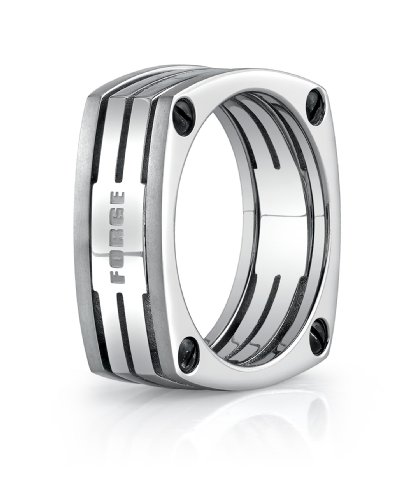 Mens Titanium 7mm Forge Four Sided Ring Featuring Three Center Cuts Through the Ring, Size 9