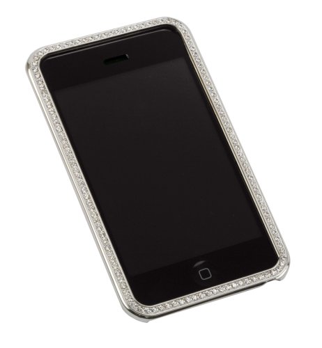 Gilty Couture Silver-plated Bezel Faceplate with Clear Swarovski Crystals for iPhone 1G