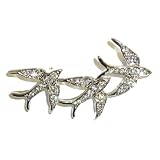 Jewelry Pin - Silverplated Crystal 3 Flying Birds Pin