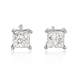 Stud Earrings With Genuine Princess Cut Diamonds Made in White Gold Length 4mm