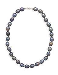 MMA Silver - 16 inch Cultured Freshwater Peacock Pearl Necklace with 14K White Gold Filigree Clasp