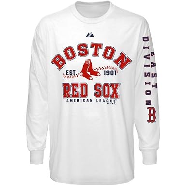 Click to buy Boston Red Sox Logo Merchandise: White Dial It Up Long Sleeve Basic Tee from Amazon!