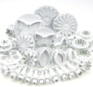 SZbird Cake Tools Flower Fondant Cake Sugarcraft Decorating Kit Cookie Mould Icing Plunger Cutter Tool (10 Sets (33 Pcs))