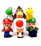 Super Mario Cute Character Set 6 Figures 2.8 to 3 inch tallIMAGE