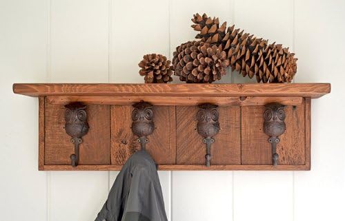 Alpine Craft Works Wooden Coat Rack / Wall Mount (CR02-30-BRN-OWL)