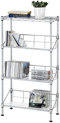 Shelves Storage Chrome CD Rack 4 Tier Organizer Shelving Steel Media Organizer Storage Rack