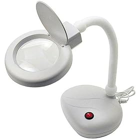5X POWER MAGNIFY DESK LAMP FLEXIBLE ARM w GLASS LENS WHITE LIGHT by Unknown