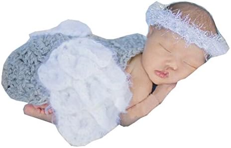 Photography Prop Baby Infant Costume Crochet Knitted Angle Wings Cloak Ring Headband