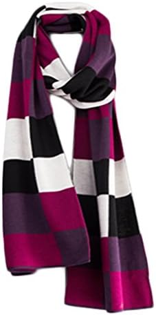 Ode-Rin Christmas Gift Soft Wool Delicate Work Scarf Fuchia-black