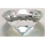 Clear Crystal Glass Diamond Shaped Paperweight 3" Diameter