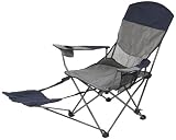 Stansport Apex Deluxe Arm Chair with Foot Rest (Navy/Gray)