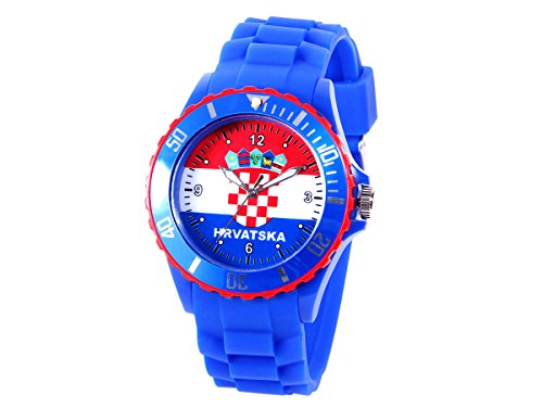 Alsino Armbanduhr EM WM Länder Silikon Uhr Silikon Damen Herren Silikon Uhren Herrenuhr Damenuhr, Farbe wählen:UR-CRO Kroatien