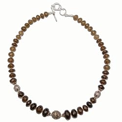 India Necklace Smokeyquartz Gemstone Indian Jewelry Handmade 18 Inches
