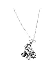 Sterling Silver Three Dimensional Shar Pei Dog Necklace