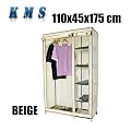 Large Double Beige Canvas Wardrobe Steel Frame Non-woven Fabric Cover Portable Storage Furniture with Shelves and Manual