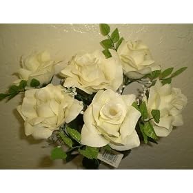 Set of 4 CREAM Open Rose Silk Flower Bouquets Wedding