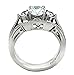 Stainless Steel Women Wedding Ring Sets Bridal Engagement Bands Round CZ Three Stones Size 6