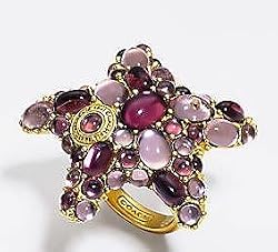 Coach Bejeweled Sandy Starfish Ring Purple Gold Size 6
