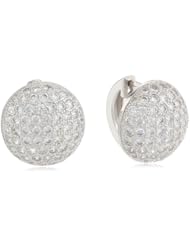 Sterling Silver Simulated Diamond Round Pave Hoop Earrings
