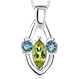 1.50 cts Marquise Peridot Round London Topaz Pendant in Sterling Silver
