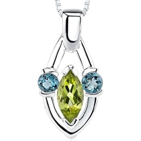Click here to buy 1.50 cts Marquise Peridot Round London Topaz Pendant in Sterling Silver by Peora.