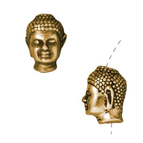 22K Gold Plated Pewter Buddha Head Beads 13.5mm (2)