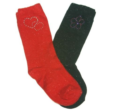 Girls Sparkling Rhinestone Flower or Heart Fashion Knee Socks