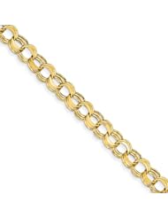 14k Yellow Gold 8in Light 8mm Triple Link Charm Bracelet. Metal Wt- 6.21g