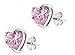 .925 Sterling Silver 7mm Heart Shape Pink Cubic Zirconia Stud Earrings