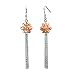 Peach Pink Cultured Pearl Cluster Dangle Earrings in Platinum Overlay CAREFREE Sterling Silver