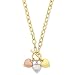 14k Tri-color 3-Heart Toggle Necklace