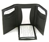 Mens Genuine LEATHER Trifold Wallet with 2 ID Holders - One flips down