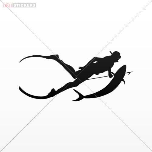 Decals Stickers Spear Fishing Diving Notebook Mobile Laptop Wall Art Decor Library Office Size: 4 X 1.8 Inches Black