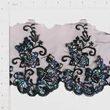 Flowers On Vine Lace Trim - Black Iris