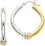 14K Two Tone Gold Fancy Hoop Earrings Jewelry New |D